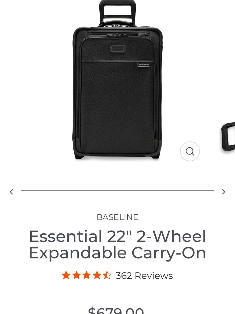 Briggs & Riley Black 22" Baseline Essential 2-Wheel Expandable Carry-On